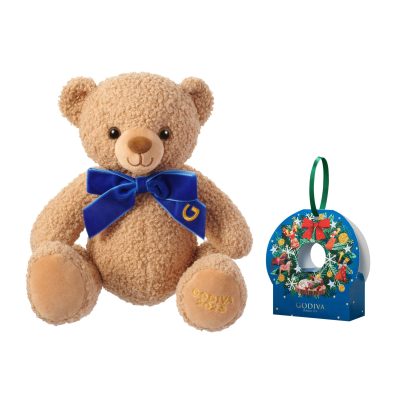 ゴディバ：<br>【数量限定】ゴディバ ブッシュ ド ノエル ベア & G キューブ オーナメント（2粒入） ￥4,125（税込）